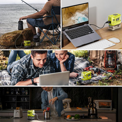 VoLtTech 200W Power Inverter Compatible with Ryobi 18V Battery, 18V to 110V-120V, Portable Phone Charger with USB Charger Adapter, 2 USB Ports & 1 Type-C & 1 AC Outlet (No Battery)