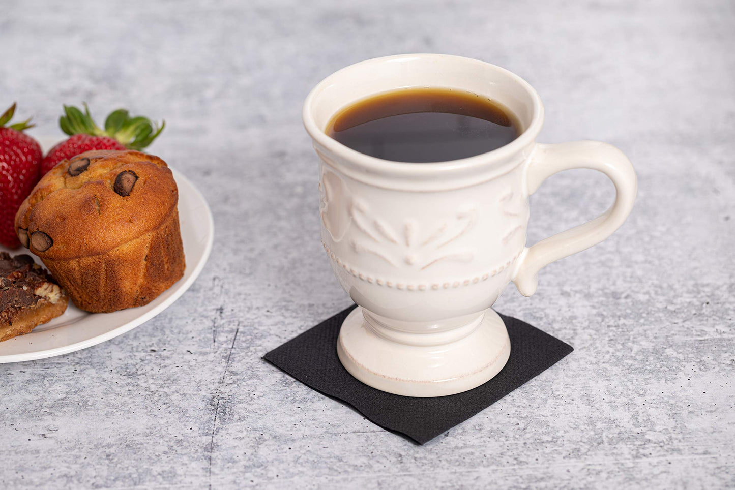 AH AMERICAN HOMESTEAD Cocktail Napkins-Disposable Beverage/Bar Napkins-Black Linen-Like Square Napkins-Eco-Friendly & Compostable-Everyday Use, Party or Wedding 4.75inch x 4.75inch (100 Count, Black)