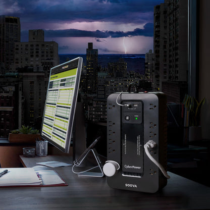 CyberPower ST900U Standby UPS System, 900VA/500W, 12 Outlets, 2 USB Charging Ports, Compact, Black