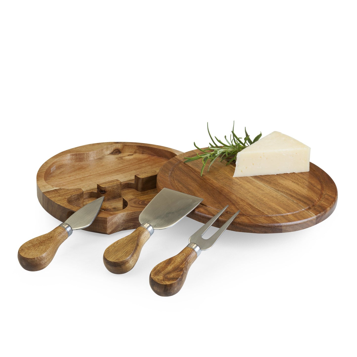 TOSCANA - a Picnic Time brand Acacia Brie Cheese Board and Knife Set - Charcuterie Board Set - Wood Cutting Board, (Acacia Wood) 7.5 Inches