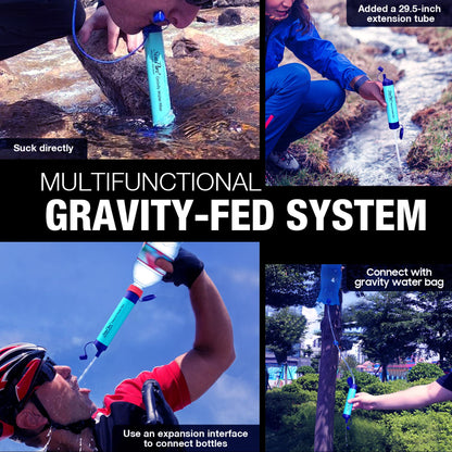 SimPure Gravity Water Filter, Portable Gravity-Fed Water Purifier with 3L Bag, Tree Strap, BPA Free Survival Gear and Equipment for Camping Hiking Emergency Preparedness