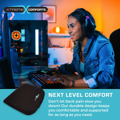 Xtreme Comforts Seat Cushions | Office Chair Cushions for Desk, Car, Wheelchair| Ergonomic Memory Foam Seat Cushion for Support & Comfort | Helps Improve Sitting Posture for Work & Body Relief