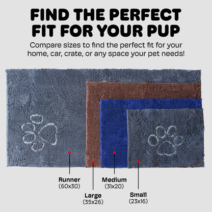 Dog Gone Smart Dirty Dog Doormat - Fast Drying Rug with Super Gripper Backing for Clean Floors - Super Absorbent and Machine Washable Mat for Muddy Paws - Cool Grey