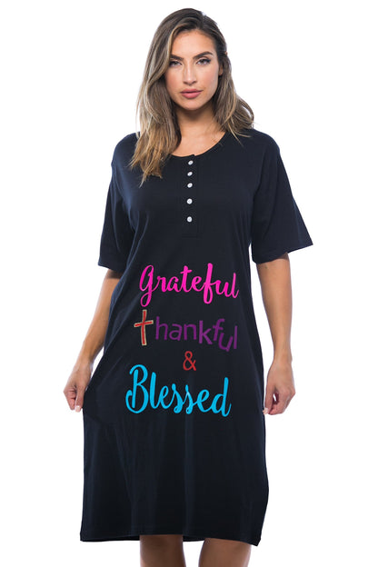4361-116-3X Just Love Short Sleeve Nightgown / Sleep Dress for Women / Sleepwear,Black - Greatful