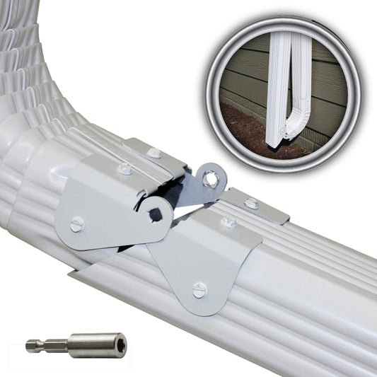 Zip Hinge 5 Pack Plus | Made in The USA Downspout Hinge | Hardware, Nutsetter & Instructions | DIY Installation on All Rectangle or Square Downspouts