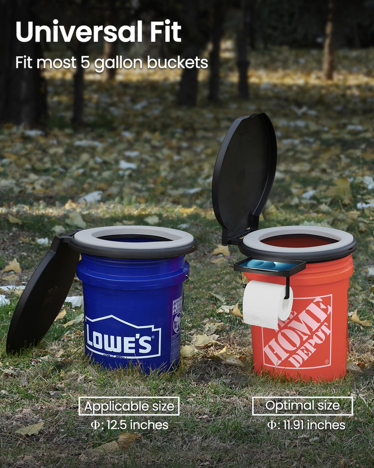 TRIPTIPS Portable Toilet with Soft Cushion, 5 Gallon Rotatable Lid, Adults and Kids Camping Toilet Seat for 5 Gal Bucket