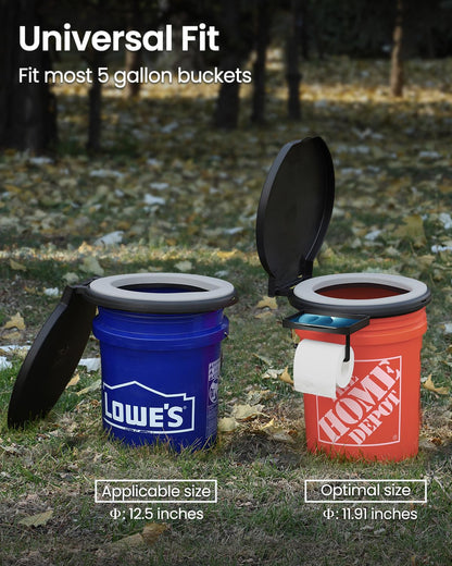 TRIPTIPS Portable Toilet with Soft Cushion, 5 Gallon Rotatable Lid, Adults and Kids Camping Toilet Seat for 5 Gal Bucket