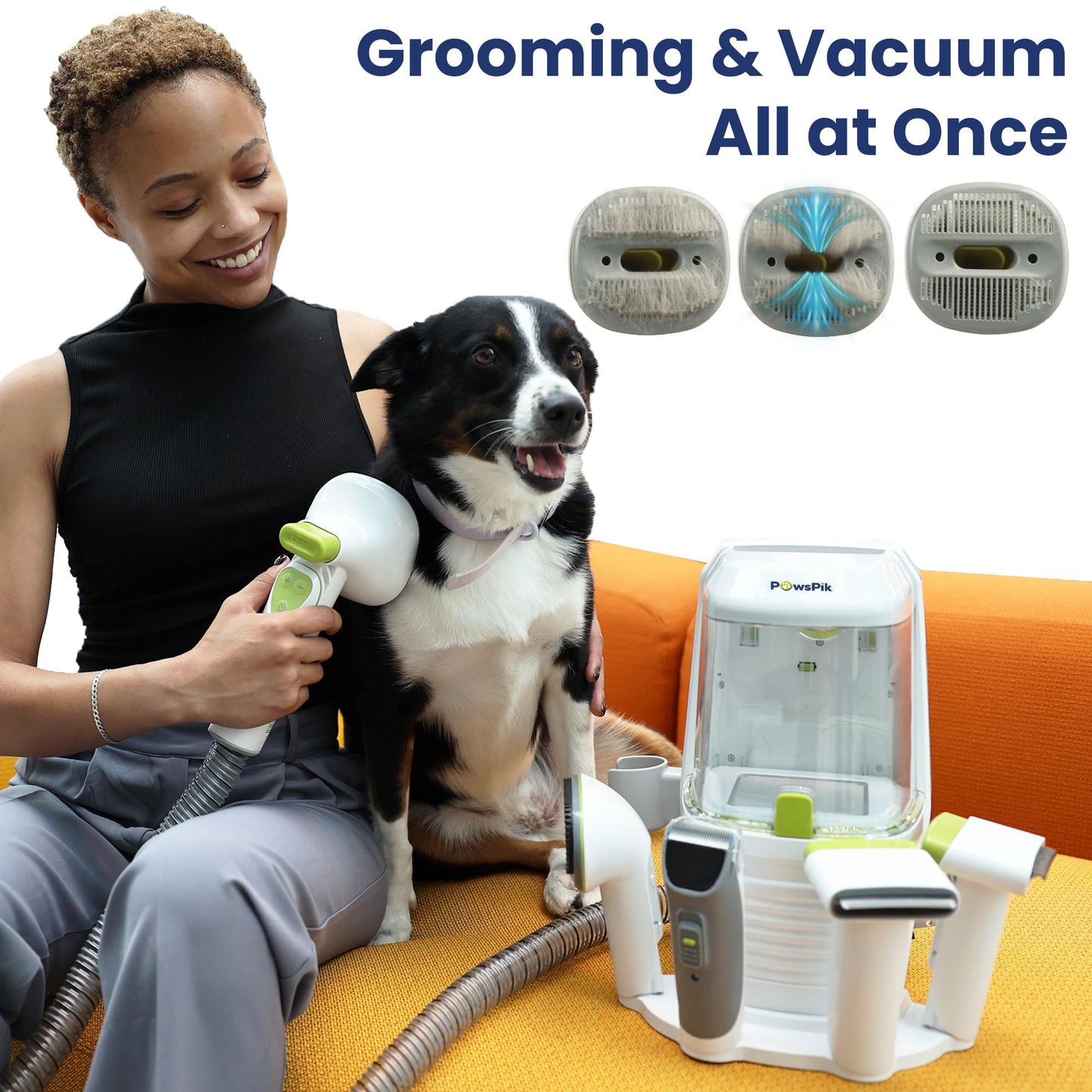 Professional Dog Grooming Vacuum Kit, Dogs & Cats, Direct Handheld Control, 7 Grooming Tools, Deshedding and Dematting for Grooming, Large 2.2L Dust Bin, UL, HEPA Filter