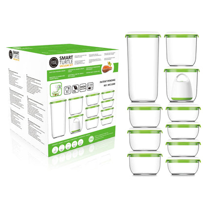 FOSA Vacuum Seal Food Storage System Reusable Container Deluxe Set with Vacuum and 10 Reusable containers