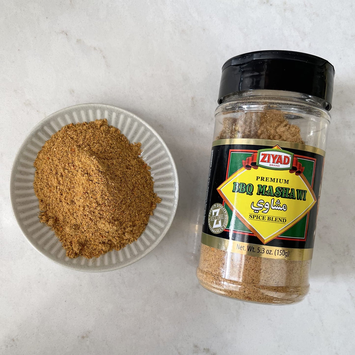 Ziyad Shaker Premium BBQ Mashawi Spice Blend, Salt-Free, Vegan, Vegetarian, No Colors, No Additives, No Preservatives, Smoky BBQ Middle Eastern Spice Mix! 5.3oz