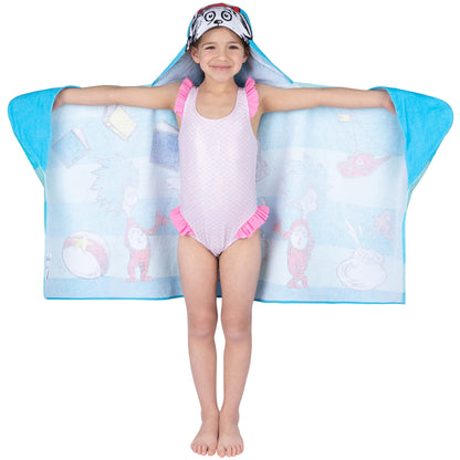 Dr. Seuss Cat In The Hat Bath/Pool/Beach Soft Cotton Terry Hooded Towel Wrap, 24 in x 50 in, By Franco Kids
