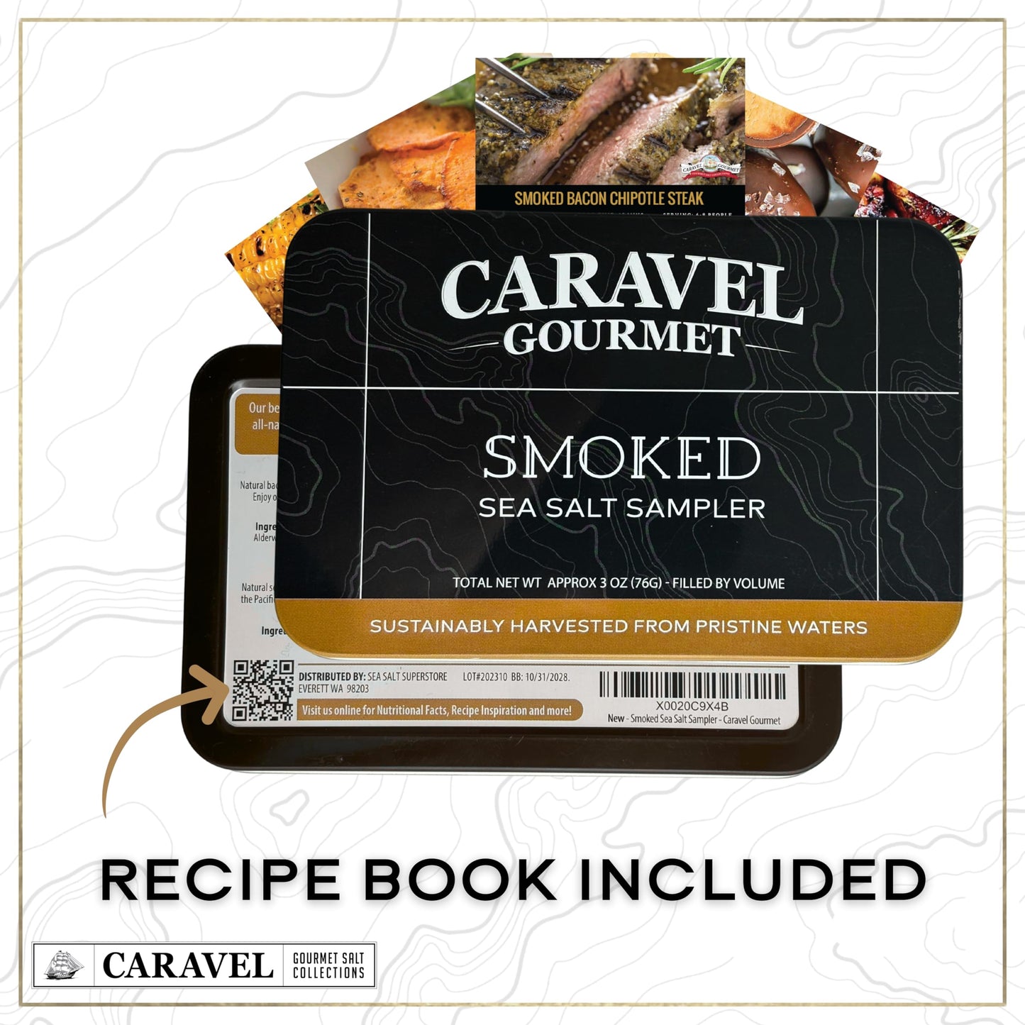 Smoked Sea Salt Sampler Set, Alderwood, Cherrywood, Bacon and Garlic Smoked Salts, Gourmet Cooking Gift, 0.5 oz x Bundle of 6 Flavored Salts - Caravel Gourmet Salt