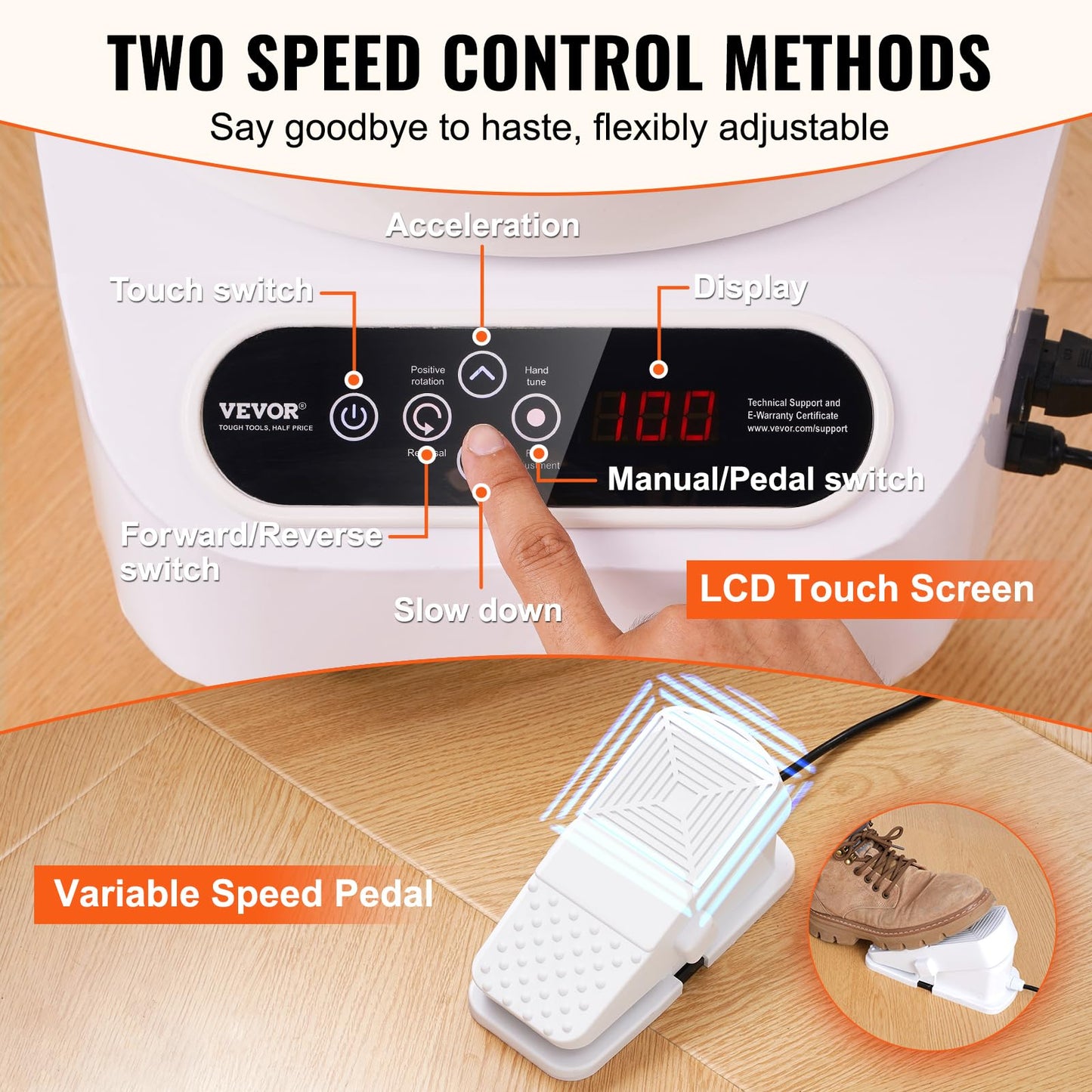 VEVOR Pottery Wheel Direct Drive 350W, 10 inch Ceramic Forming Machine with LCD Touch Screen Foot Pedal 50-300RPM Adjustable Speed, 18PCS Accessory Tools Kit for Adults Beginners, Craft Gift, White