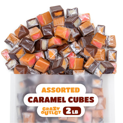 Caramel Cubes Mix - 2 Pound Bulk Pack (About 150 Count) - Assorted Flavors Candy - Filled Caramels Individually Wrapped