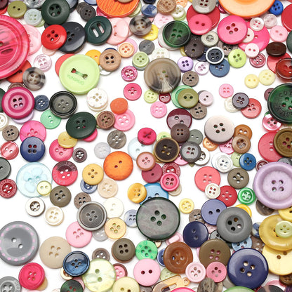About 330 Resin Buttons of Various Specifications, Handmade, Sewing DIY Handicraft Buttons, Hand-Painted Decorative Buttons Multicolor Series