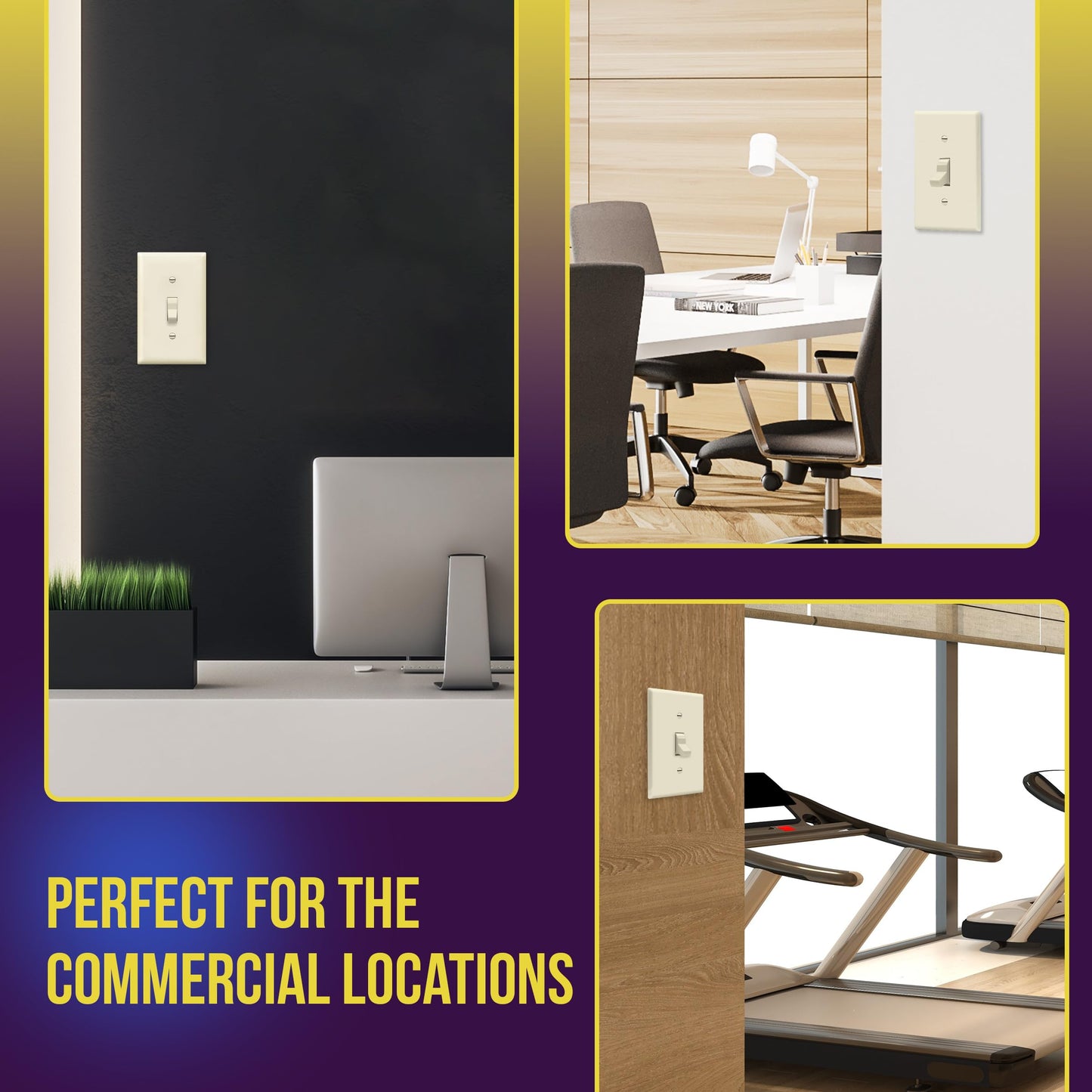 ENERLITES Toggle Switch Wall Plate, Gloss Finish, Size 1-Gang 4.50" x 2.76", Unbreakable Polycarbonate Thermoplastic, 8811-LA, Light Almond, Standard