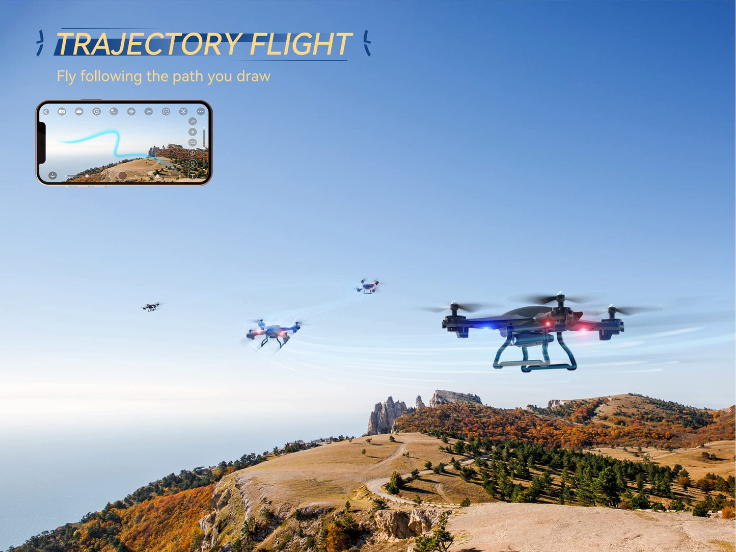 UranHub Drone with Camera for Adults HD 2K Live Video Drone for Beginners and Kids w/Gesture Control, Voice Control, Altitude Hold, Headless Mode, 2 Batteries, Compatible with VR Glasses