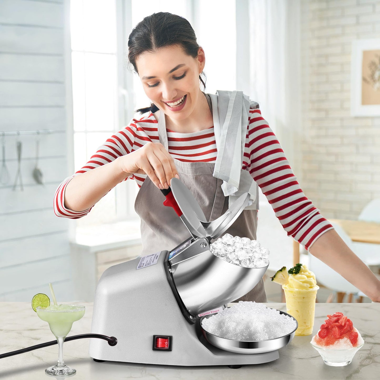 VIVOHOME Electric Ice Shaver Snow Cone Maker Machine Silver 143lbs/hr with Ice Pick for Home and Commercial Use