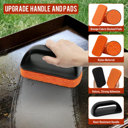 Griddle Cleaning Kit for Blackstone, Flat Top Grill Cleaning Kit with Grill Stone, Griddle Scraper & Griddle Brush Easy to Remove Stain