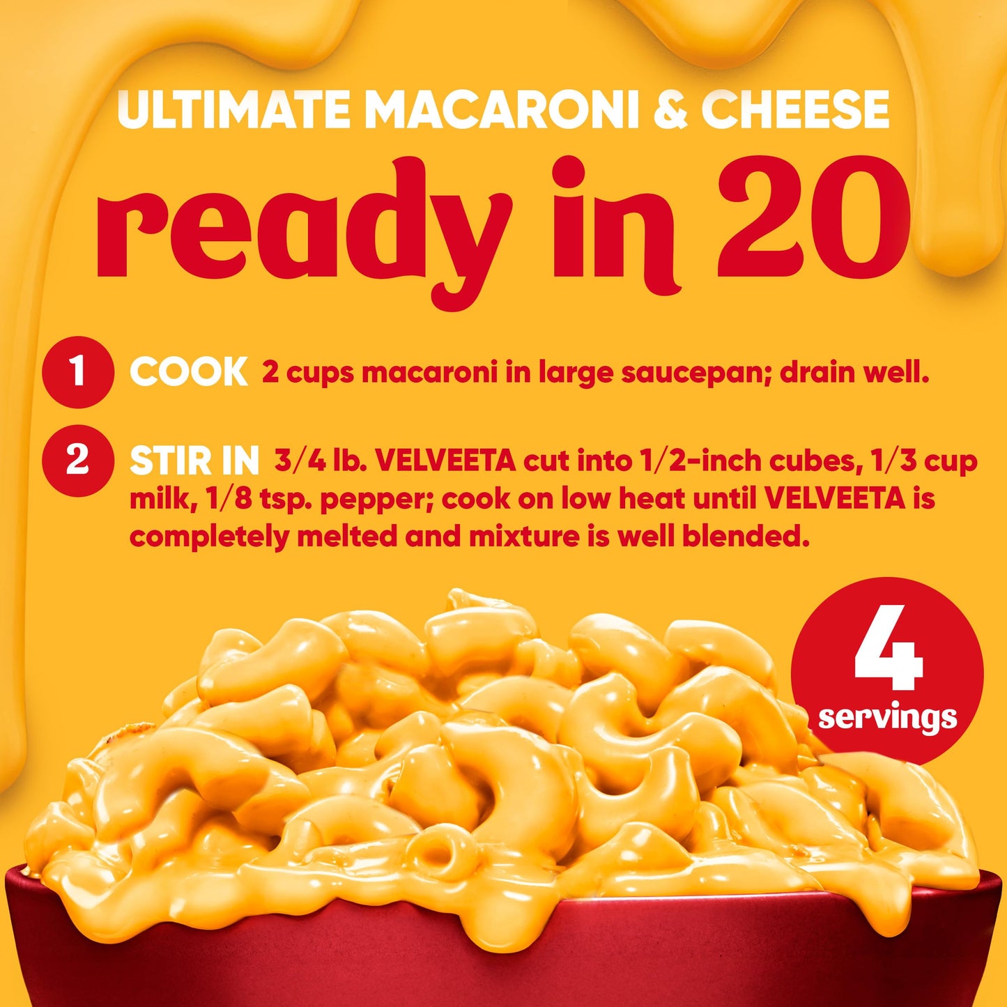 Velveeta Original Pasteurized Recipe Cheese Product Classic Size, 32 oz Block