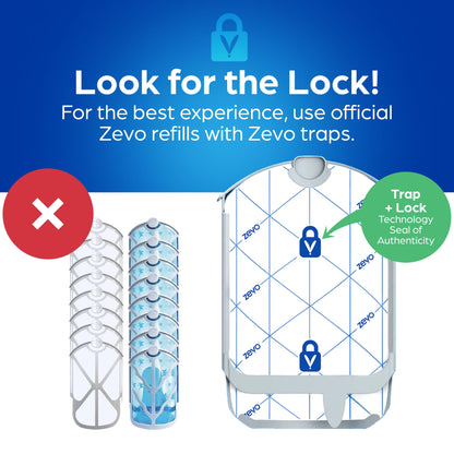 Zevo Flying Insect Trap Refill - for The Zevo MAX & Standard Indoor Fly Trap - Catch Gnats, House & Fruit Flies - Easy to Use - Mess-Free Disposal (4 Refill Cartridges)