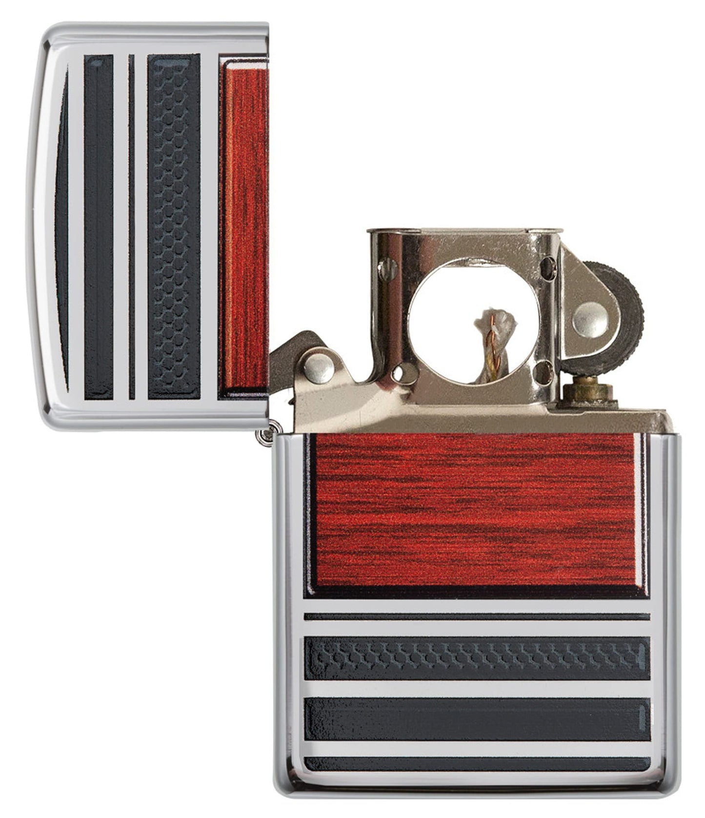 Zippo Wood Grain High Polish Chrome Pipe Pocket Lighter