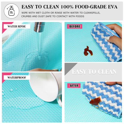 Daixers 20Pcs Refrigerator Liners, Washable Fridge Liner Shelf Mats Refrigerator Pads for Cupboard Cabinet Drawer Home Kitchen Accessories Organization (Blue)