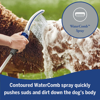 Waterpik Pet Wand Pro Dog Shower Attachment for Fast and Easy Dog Bathing and Cleaning, Indoor and Outdoor Sprayer Includes 8-Foot Flex Hose, Blue/Grey, PPR-252E