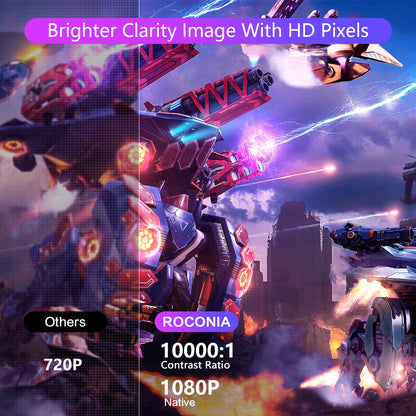 Projector with 5G WiFi and Bluetooth, Native 1080P Projector[Projector Screen Included], Full HD 18000LM Movie Projector, 100" Display Home Theater, Compatible with Phone/Laptop/TV Stick