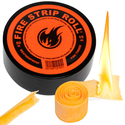 Procamptek Fire Strip Roll 55-feet Weatherproof Waxed Fire Starter Tinder Tape for Emergency, Camping, Survival, Fire pits | Made in North America