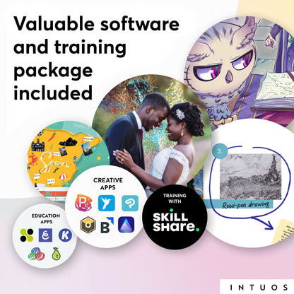 Wacom Intuos Small Graphics Drawing Tablet, includes Training & Software; 4 Customizable ExpressKeys Compatible With Chromebook Mac Android & Windows, photo/video editing, design & education,Black