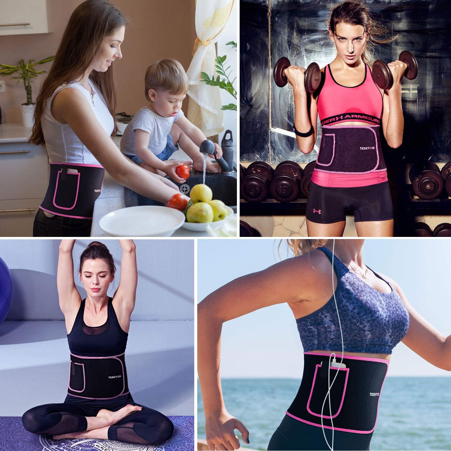 TESETON Plus Size Waist Trainer for Men Women, Waist Trimmer for Men Women, Sweat Belt Plus Size, Wraps for Belly Fat, Sauna Stomach Sweat Band Sport Fitness 01 Black XL