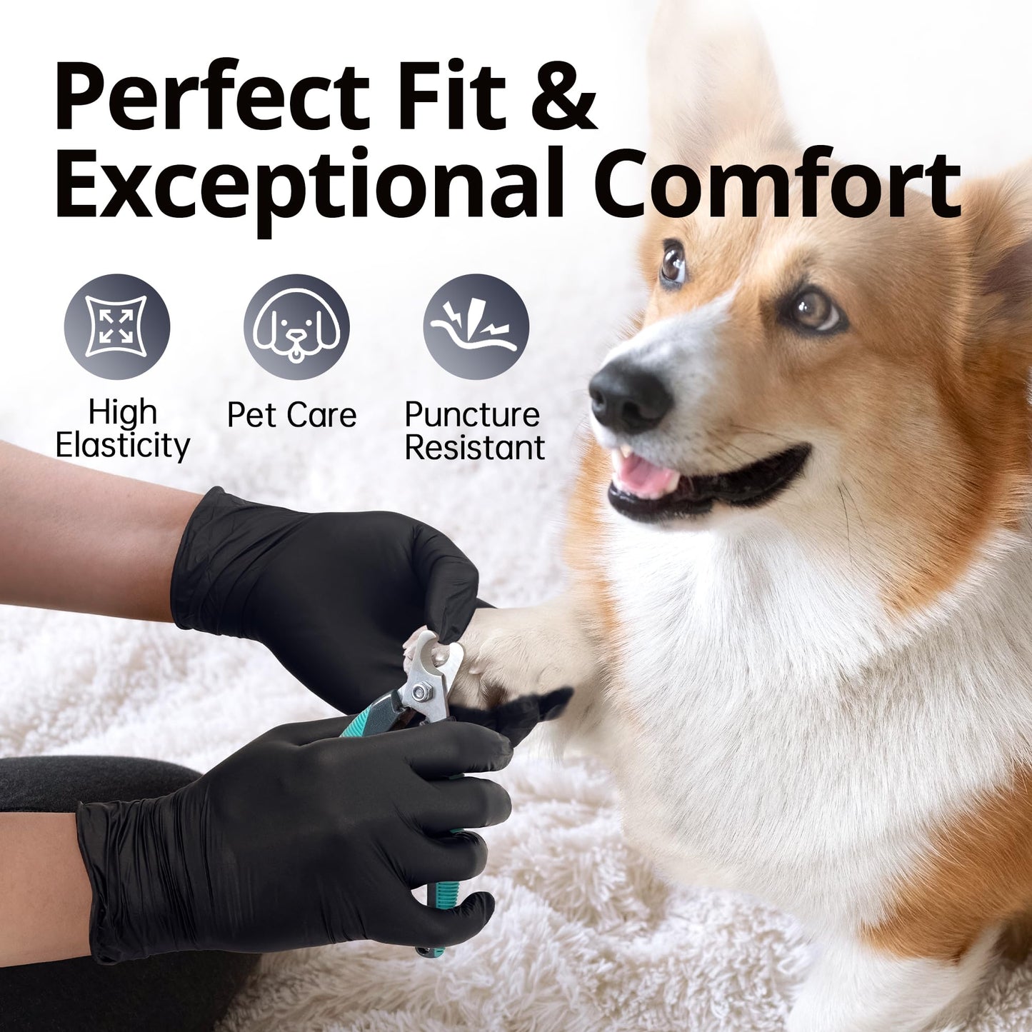 SwiftGrip Disposable Nitrile Exam Gloves, Black Nitrile Gloves Disposable Latex Free for Medical, Cooking & Esthetician, Food-Safe Rubber Gloves, Powder Free, Non-Sterile, 100-ct Box (Medium)