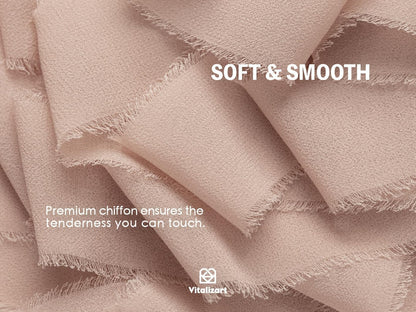 Vitalizart Nude Handmade Chiffon Silk Ribbon Fringe 3 Rolls 1.5" x 21 Yd Brown Frayed Edges Ribbons for Wedding Invitations Bridal Bouquets Gifts Wrapping Crafts Holiday Decor