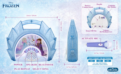 eKids Disney Frozen Karaoke Microphone with Bluetooth Speaker for Fans of Disney Toys, Kids Karaoke Machine with Built in Music