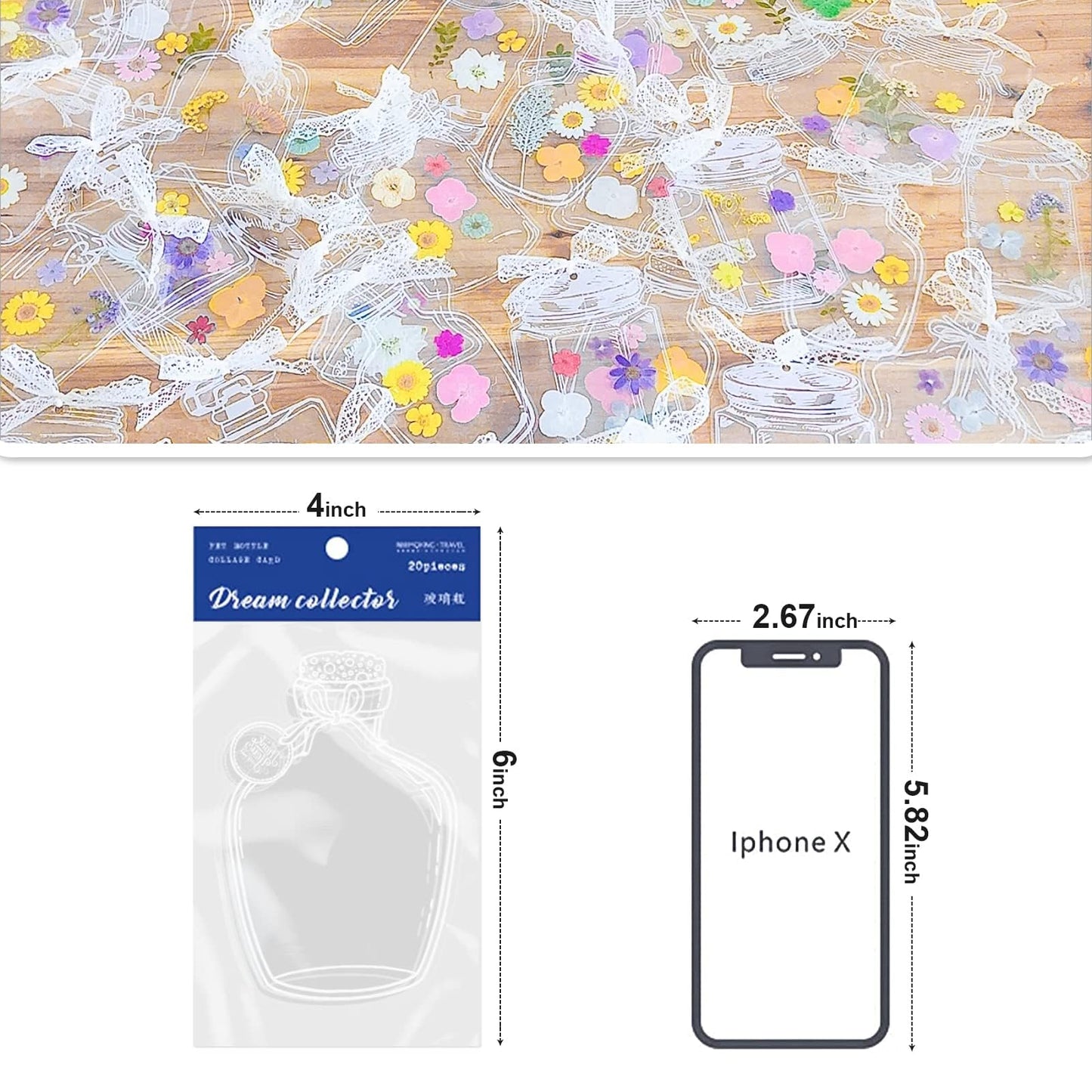 Transparent Dried Flower Bookmarks, Kaluofan 40Pcs Dried Flower Bookmark Kit, Handmade Dried Flower Bookmarks, Handmade DIY Transparent Bookmark Beautiful Flower Page