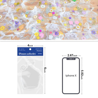 Transparent Dried Flower Bookmarks, Kaluofan 40Pcs Dried Flower Bookmark Kit, Handmade Dried Flower Bookmarks, Handmade DIY Transparent Bookmark Beautiful Flower Page