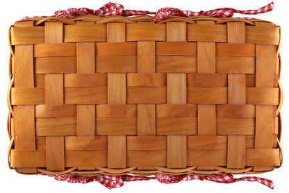 Yesland Picnic Basket, Natural Woven Basket with Double Folding Handles, Woodchip Basket & Organizer Blanket Storage for Egg Gathering, Wedding, Candy Gift & Toy (13 x 8 x 6-1/4 Inches)