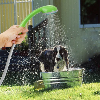 RISEPRO Portable Camping Shower, Outdoor Head, Pump With Rechargeable Battery, USB Charging Line, Pumps Water From Bucket for Hiking, Pet Cleaning, Car Washing