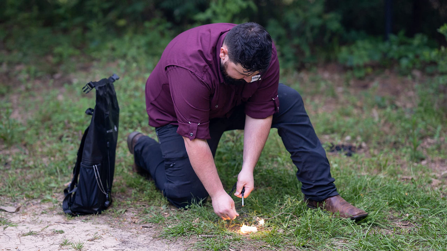 SharpSurvival Spark Fire Starter Kit - Magnesium Ferro Rod Fire Starter Kit with Compass and Whistle - Emergency Fire Starter Survival Multitool for Camping, Hiking, Hunting and more