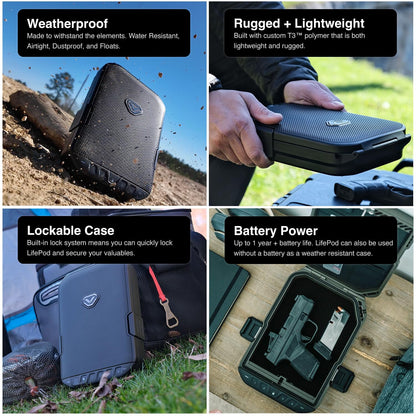 VAULTEK LifePod Secure Waterproof Travel Case Rugged Electronic Lock Box Travel Organizer Portable Handgun Case with Backlit Keypad (Covert Black) (Biometric)