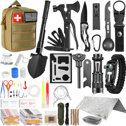 Survival Kits, 149Pcs Survival Gear First Aid Kit IFAK with Molle System Essential Camping Gear Emergency Medical Supplies for Car Fishing Hunting Outdoor Adventure, Camping Essentials