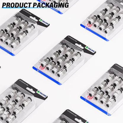 TAILONZ PNEUMATIC Male Straight 1/4 Inch Tube OD x 1/4 Inch NPT Thread Push to Connect Fitting PC-1/4-N2 (Pack of 10)