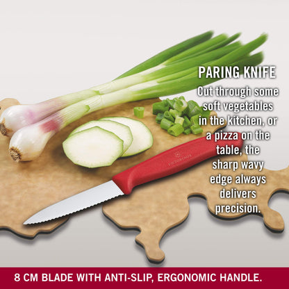 Victorinox VIC-6.7631 Swiss Classic Paring 3¼"" Serrated Spear Point Blade 5/8"" Width at Handle Red, Multicolor, m