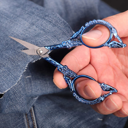 YOUGUOM Embroidery Scissors, Small Sharp Pointed Detail Shears for DIY Craft Needlework Yarn Sewing Cross Stitch Thread Cutting Handicraft Tool, 4.6in Blue Little Bird
