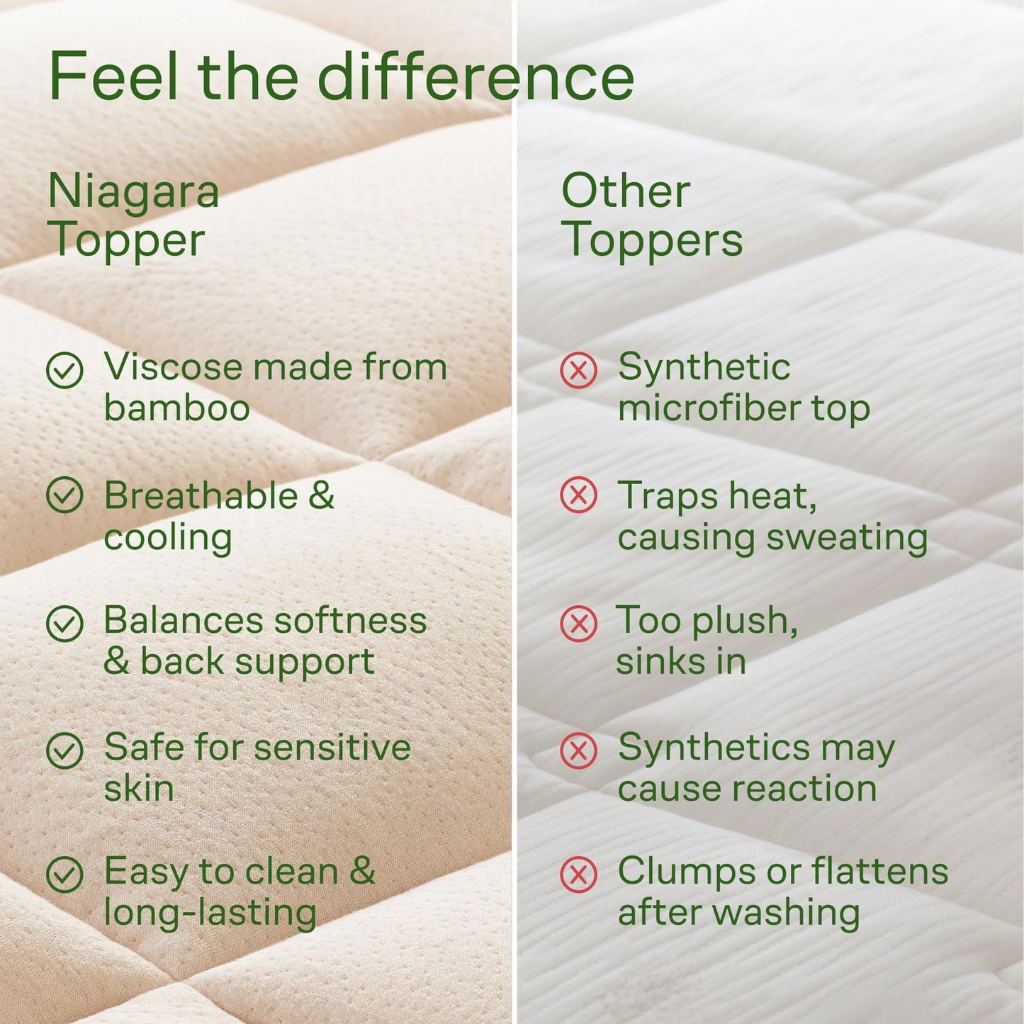 Ultra Soft Twin Size Mattress Topper - Viscose Made from Bamboo Pillow Top Mattress Pad for Back Pain Relief - Naturally Cooling for Hot Sleepers, Beige