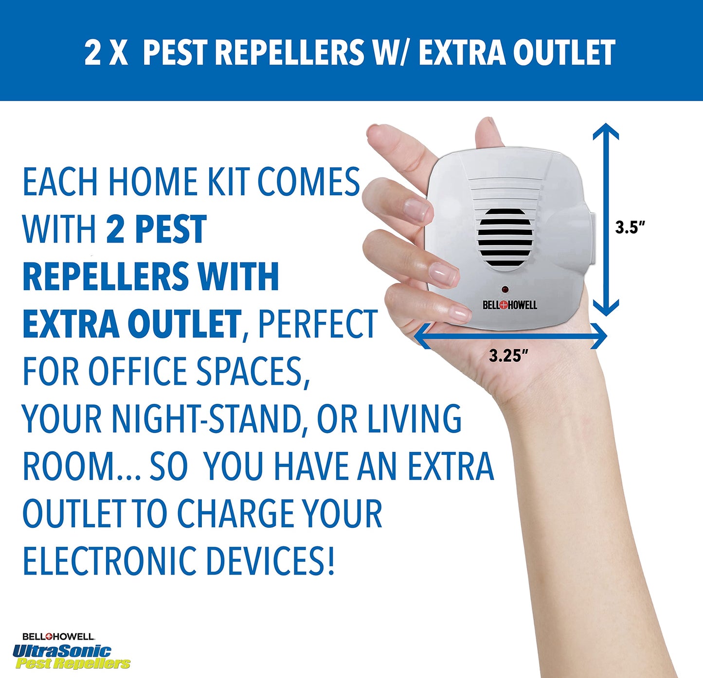 The Bell and Howell Ultrasonic Pest Repeller plug in device Complete Kit 6 Pack, Effectively Aids to repel mice, bugs, Rats, Rodents, Mosquitos, roaches, Spiders and Ants Chemical, odor and sound free
