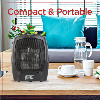 BLACK+DECKER Portable Space Heater, Room Space Heater with Carry Handle for Easy Transport