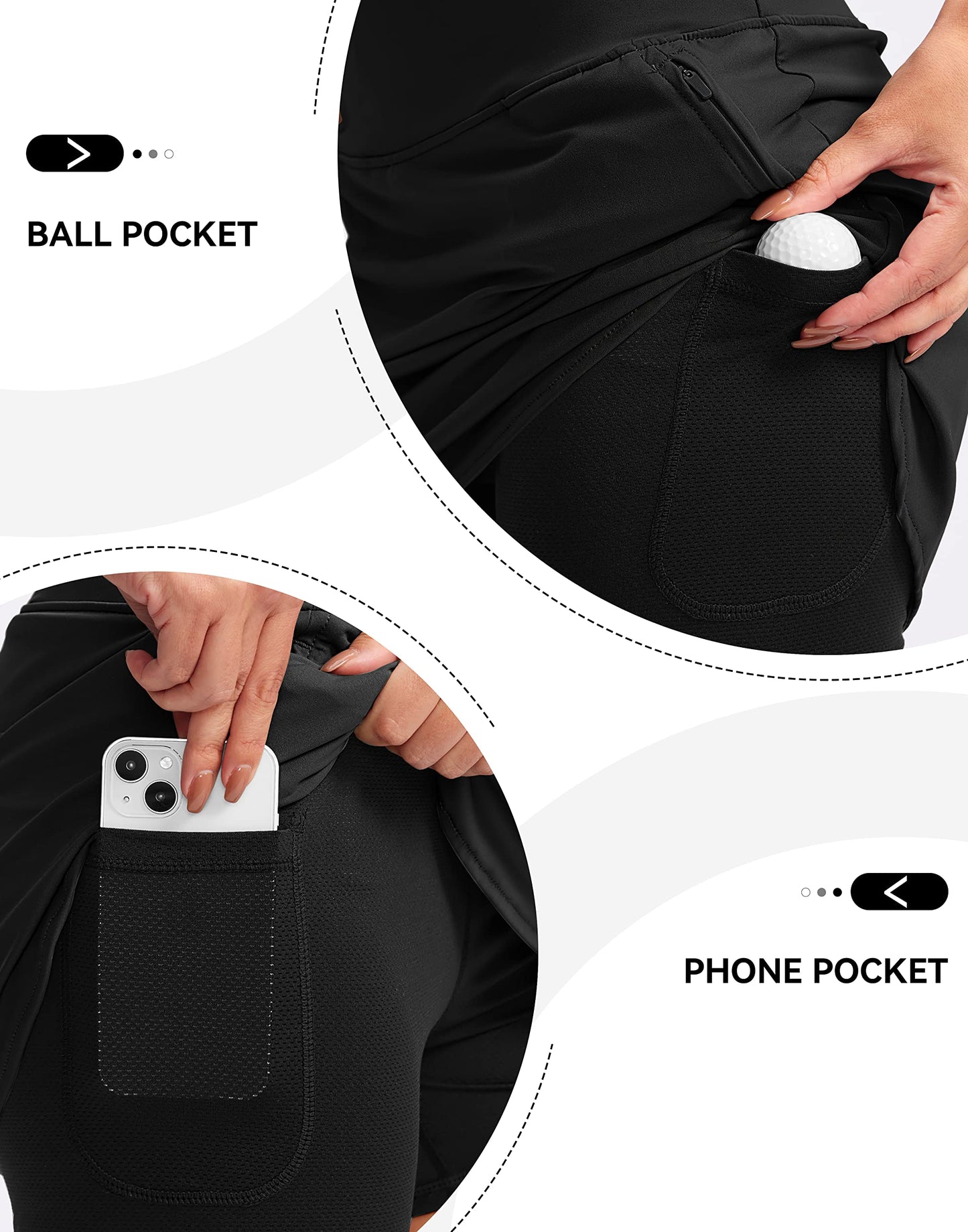 G Gradual High Waisted Golf Skirts for Women Tennis Skirt Zipper Pockets Skorts for Woman Athletic Workout Casual (Black. S)