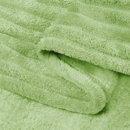 BEDELITE Sage Green Throw Blanket for Couch, 3D Ribbed Jacquard Soft & Cozy Fleece Blanket, Fluffy, Plush Lightweight Spring Throw Blankets for Picnic, Travel, 50x60 Inches